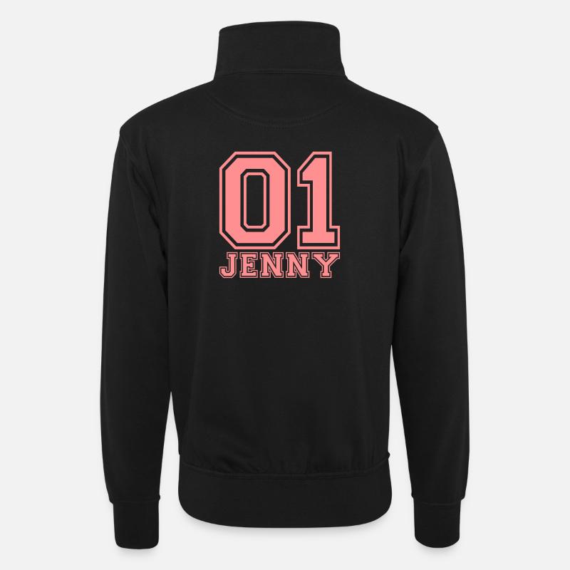 Jenny - Name - Unisex Pullover mit Zip-Kragen - Schwarz