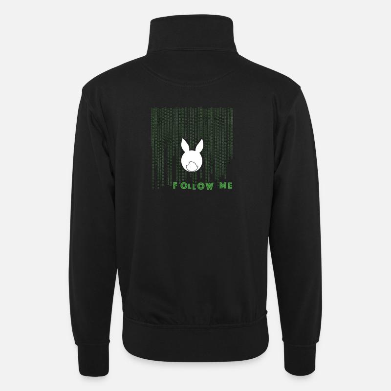 white rabbit - Unisex Pullover mit Zip-Kragen - Schwarz