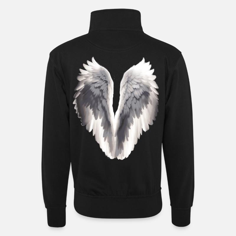 Engelsflügel - Unisex Pullover mit Zip-Kragen - Schwarz
