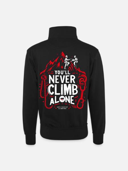 You'll never climb alone - Unisex sweater with zip collar - black