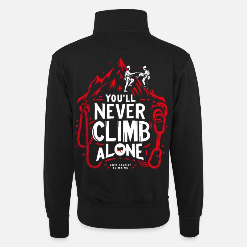 Tu ne grimperas jamais seul - Sweat col montant zippé unisexe - noir