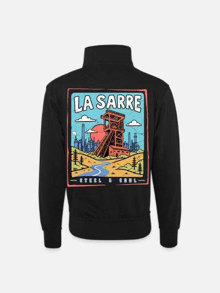 Saarland - La Sarre Stahl & Seele - Unisex Pullover mit Zip-Kragen - Schwarz