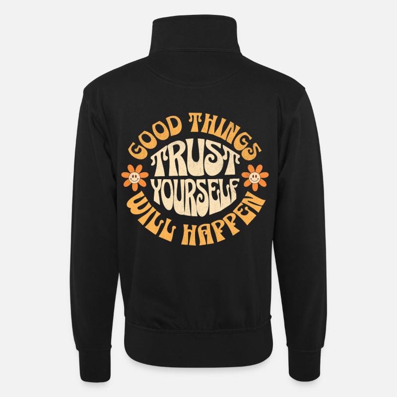 De bonnes choses arriveront - Sweat col montant zippé unisexe - noir
