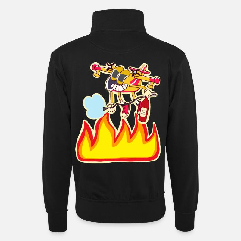 Firefighter Water Bomber - Unisex sweater with zip collar - black