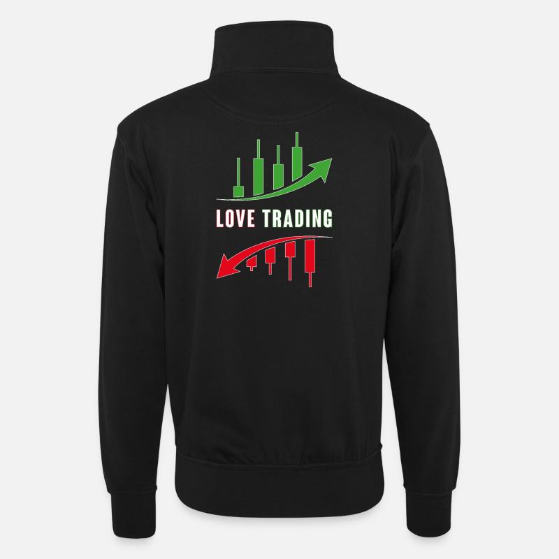 Love Trading - Unisex Pullover mit Zip-Kragen - Schwarz