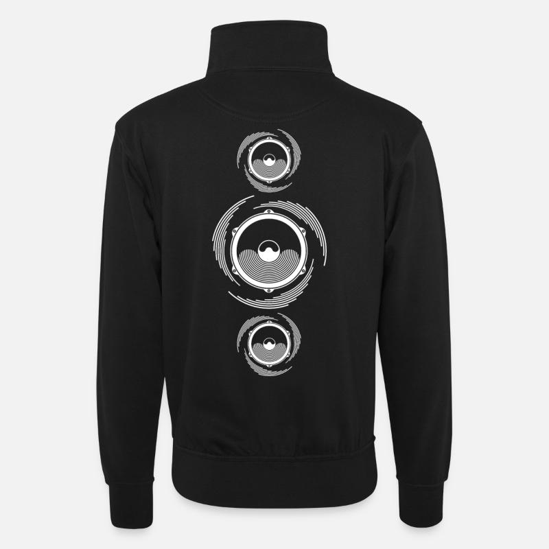 Spirale Son Haut-parleur basse - Sweat col montant zippé unisexe - noir