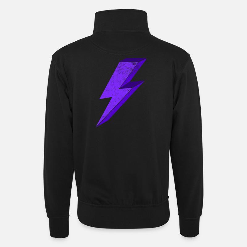 Elektrisierende Blitzgrafik für Kleidung 3D - Unisex Pullover mit Zip-Kragen - Schwarz