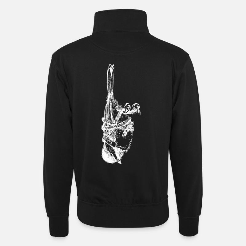 Vogel - Unisex Pullover mit Zip-Kragen - Schwarz