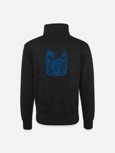 Beach Blue - Unisex Pullover mit Zip-Kragen - Schwarz