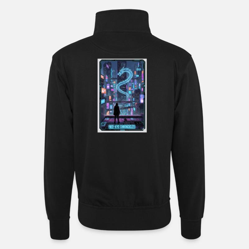 Neo-Drachen-Chroniken - Unisex Pullover mit Zip-Kragen - Schwarz