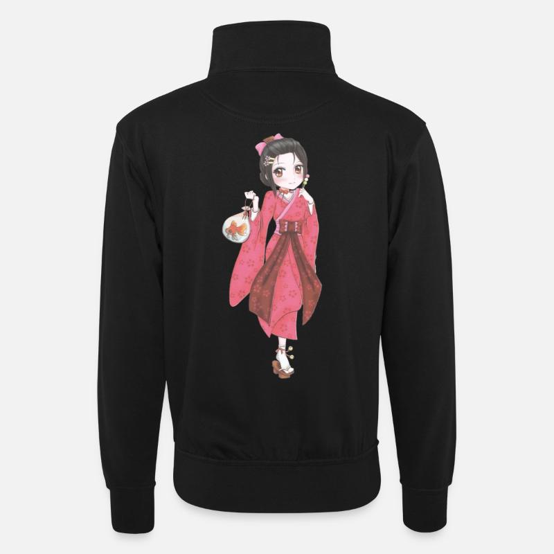 Manga - Unisex sweater with zip collar - black