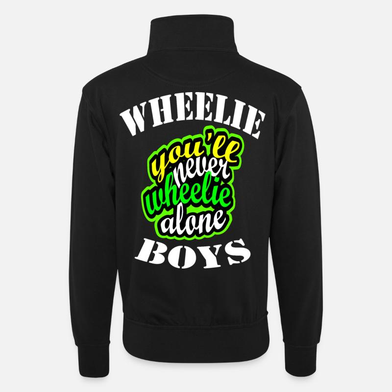 Wheelie - Unisex Pullover mit Zip-Kragen - Schwarz