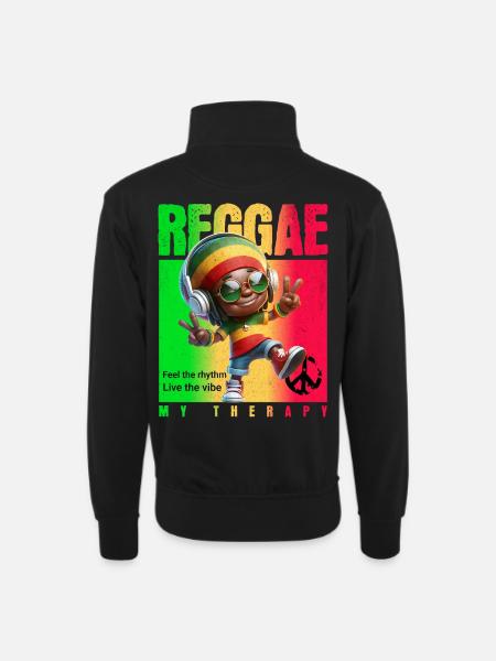 Reggae my therapy Rastaman - Unisex sweater with zip collar - black