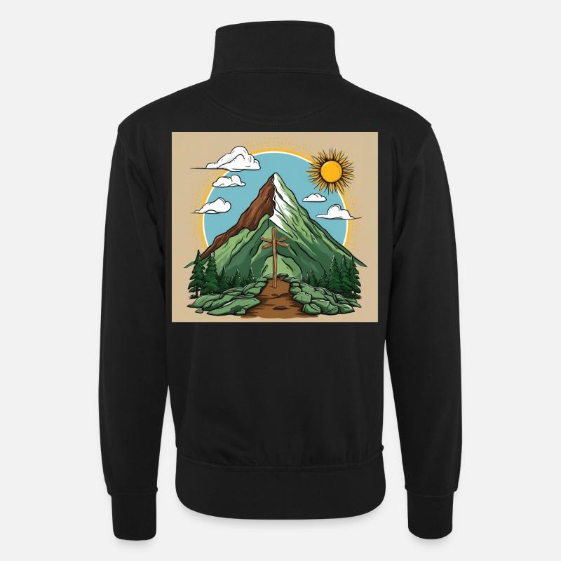 Bergspitzenkönig - Unisex Pullover mit Zip-Kragen - Schwarz