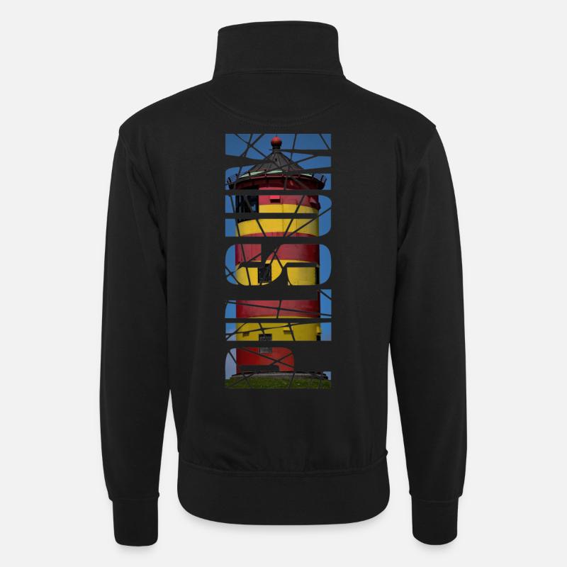 Lighthouse Pilsum - gift - Unisex sweater with zip collar - black