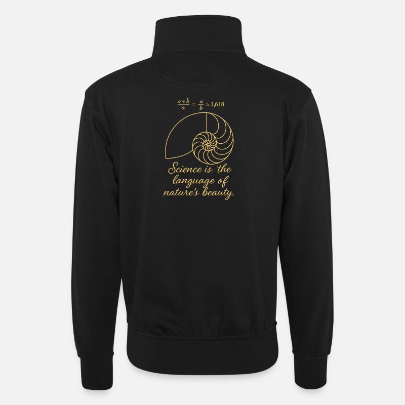 Shell of Fibonacci - Unisex Pullover mit Zip-Kragen - Schwarz