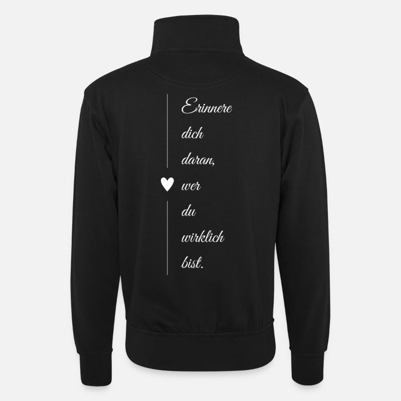 Wer bist du? - Unisex Pullover mit Zip-Kragen - Schwarz