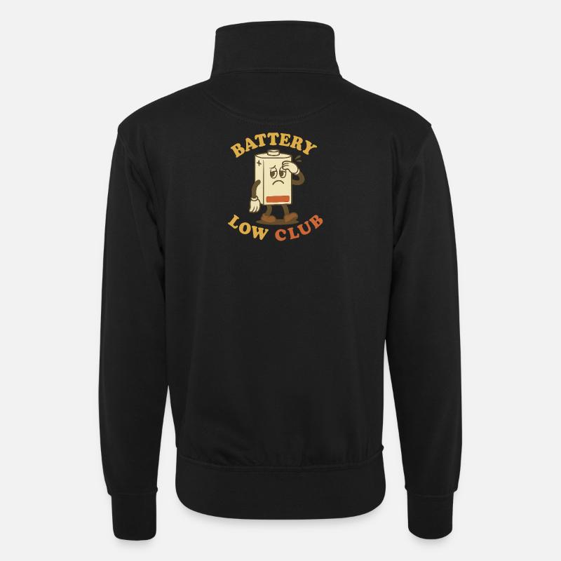 Schläger mit niedrigem Batteriestand - Unisex Pullover mit Zip-Kragen - Schwarz