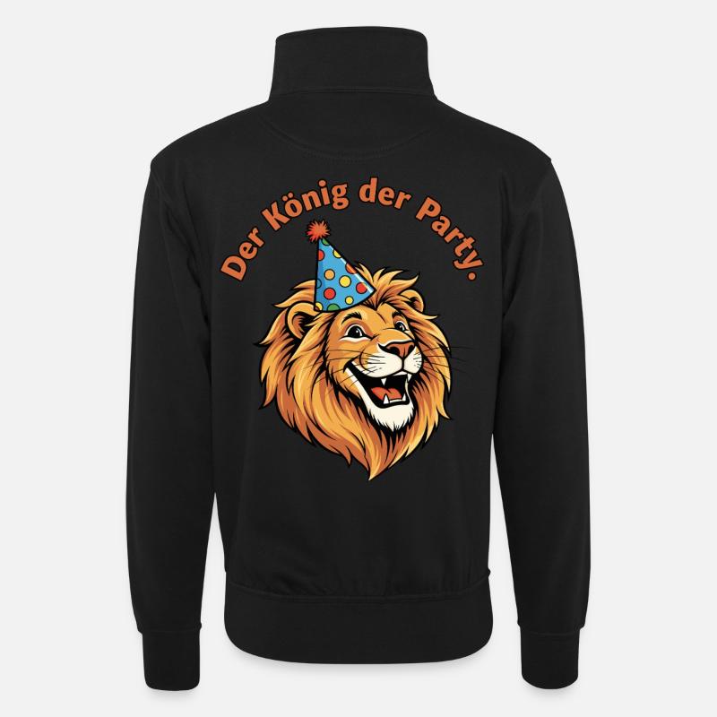 Der König der Party - Unisex Pullover mit Zip-Kragen - Schwarz