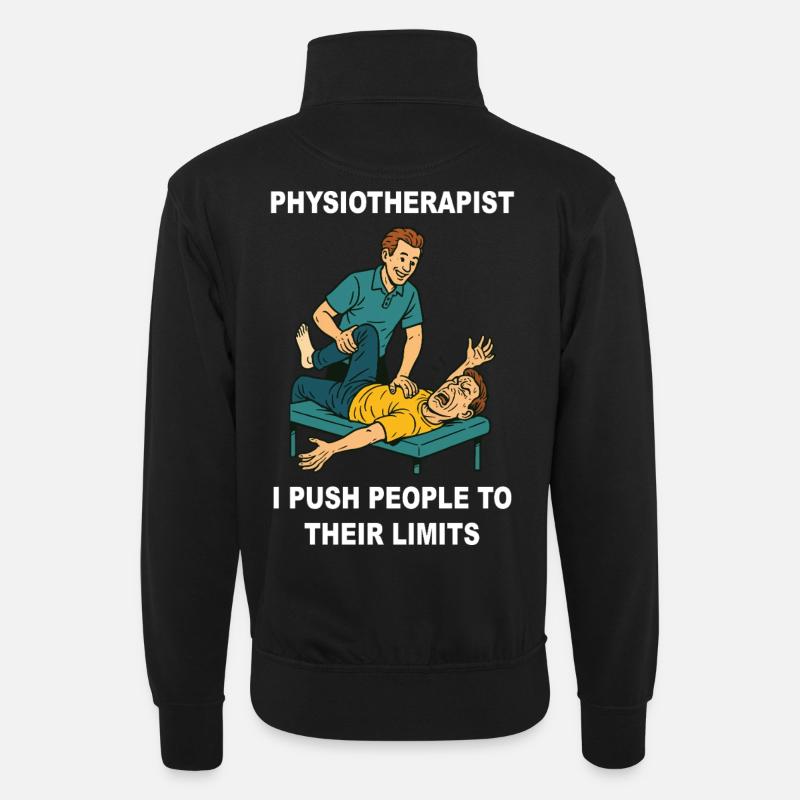 Physiotherapy Funny Physiotherapist Saying - Unisex sweater with zip collar - black