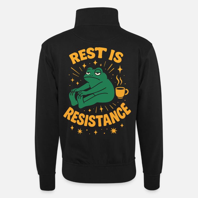 Calmness is resistance mindfulness affirmation - Unisex sweater with zip collar - black
