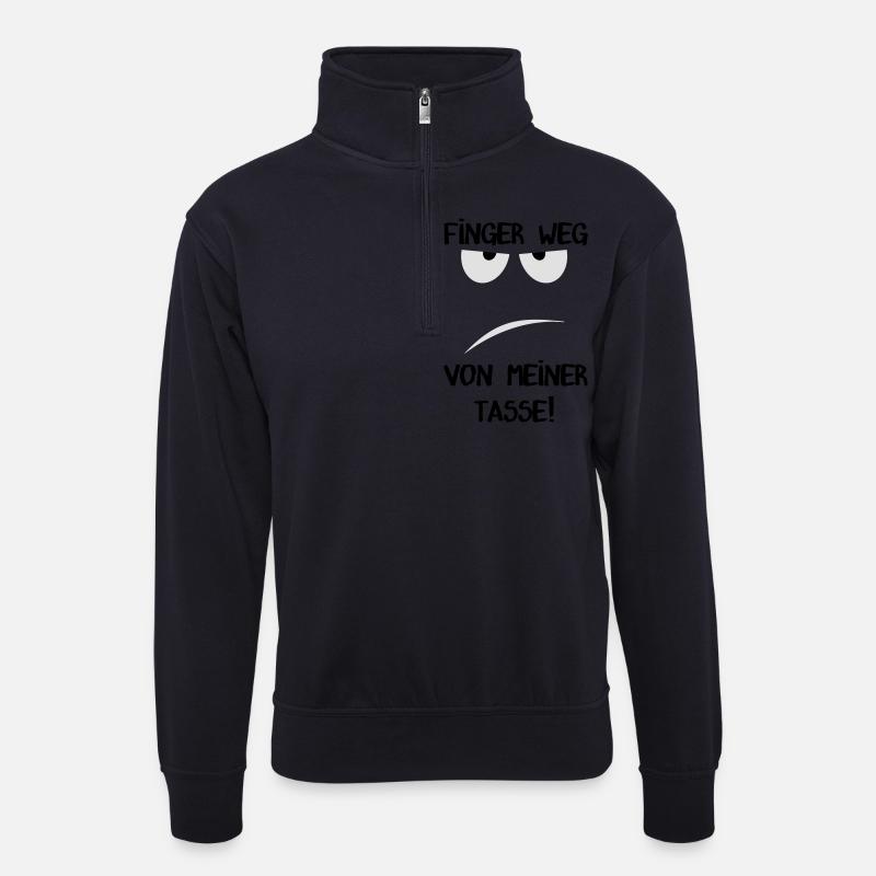 Finger weg Tasse - Unisex Pullover mit Zip-Kragen - Dunkelnavy