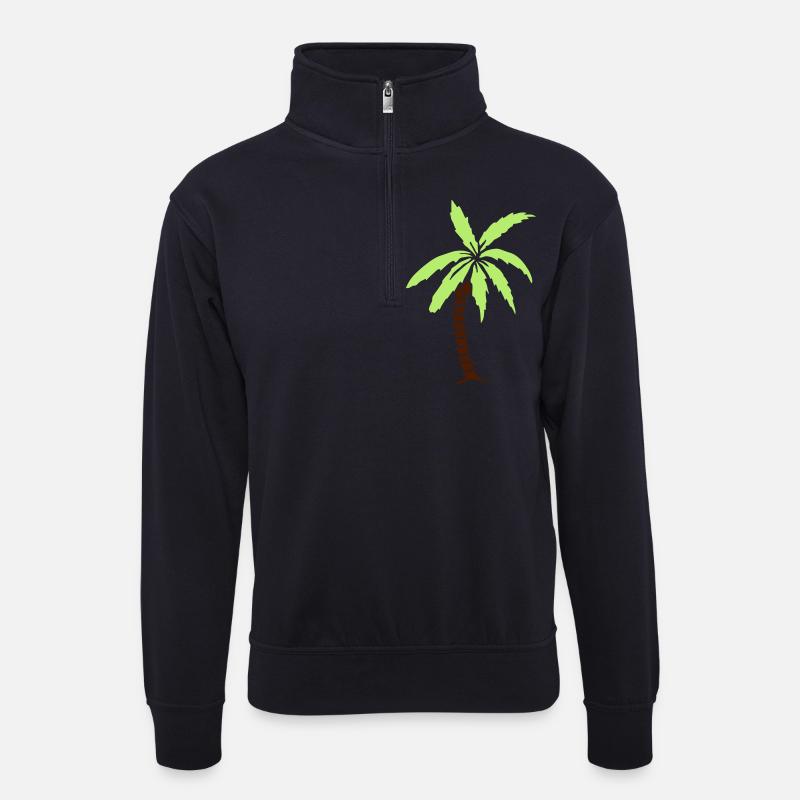 Palme - Sommer - Strand - Unisex Pullover mit Zip-Kragen - Dunkelnavy