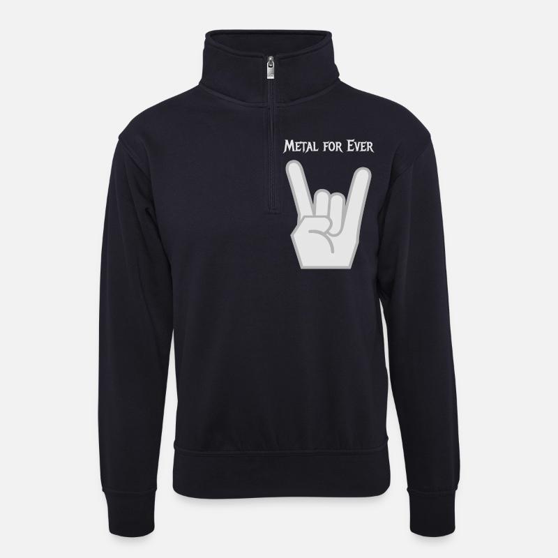 Metal - Unisex Pullover mit Zip-Kragen - Dunkelnavy