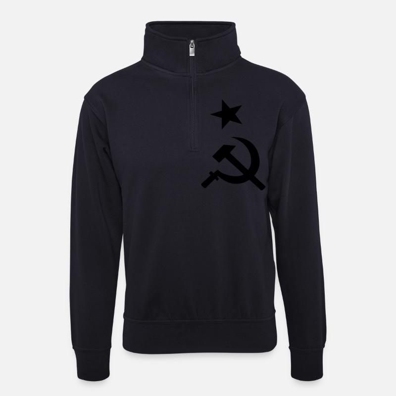 hammer_sichel_stern - Unisex Pullover mit Zip-Kragen - Dunkelnavy