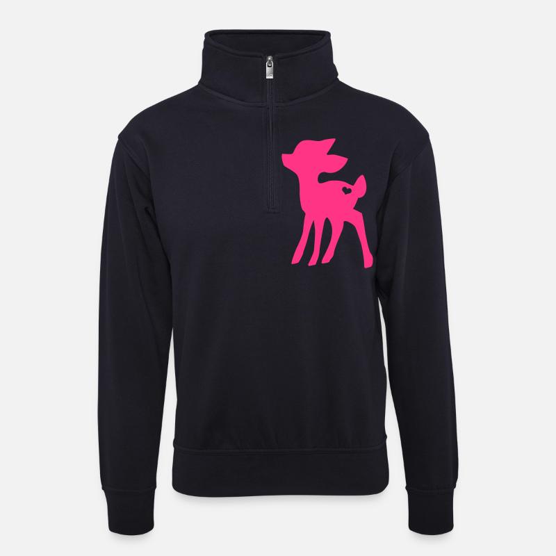 Rehkitz mit Herz - Unisex Pullover mit Zip-Kragen - Dunkelnavy