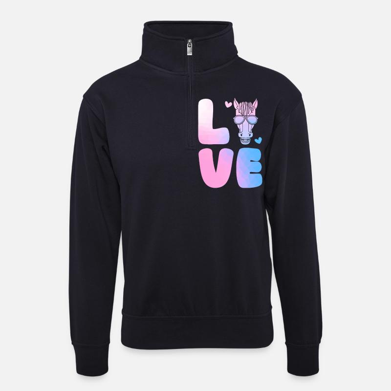 Reiten Pferd - Unisex Pullover mit Zip-Kragen - Dunkelnavy