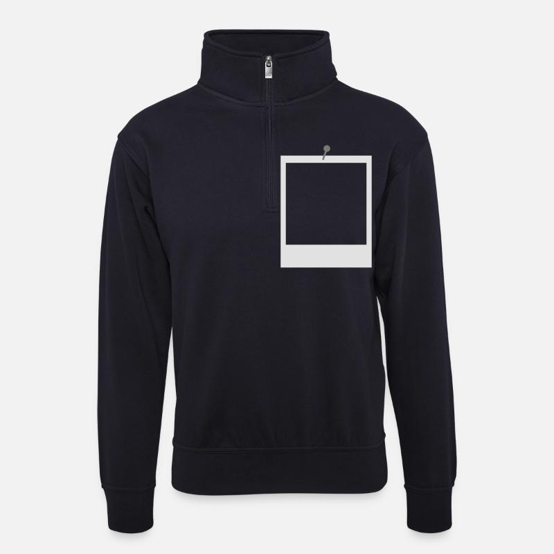 Sofortbild, Rahmen, angepinnt - Unisex Pullover mit Zip-Kragen - Dunkelnavy