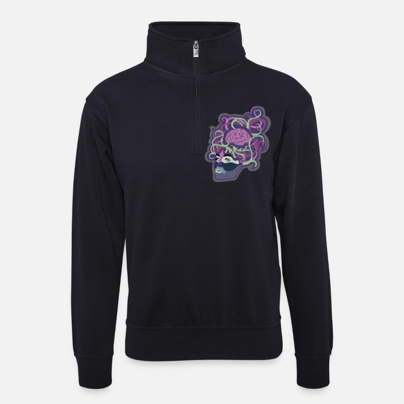 Brain lag - Unisex Pullover mit Zip-Kragen - Dunkelnavy