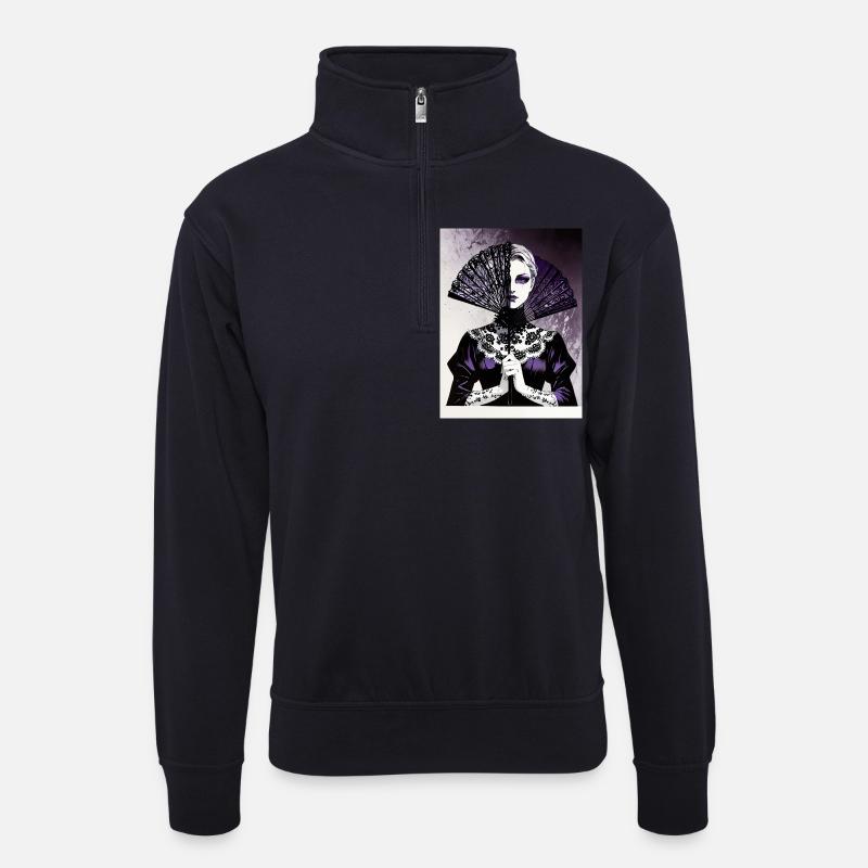 Spitze & Lügen - Unisex Pullover mit Zip-Kragen - Dunkelnavy
