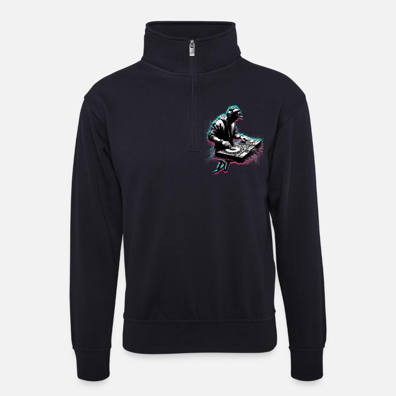 DJ - Unisex Pullover mit Zip-Kragen - Dunkelnavy