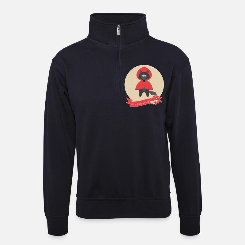 Wolf Rotkäppchen - Unisex Pullover mit Zip-Kragen - Dunkelnavy