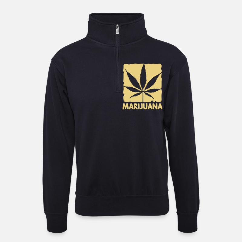 marijuana in boxed - Unisex Pullover mit Zip-Kragen - Dunkelnavy