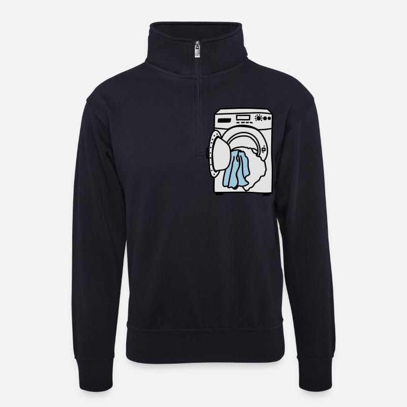 Waschmaschine - Unisex Pullover mit Zip-Kragen - Dunkelnavy