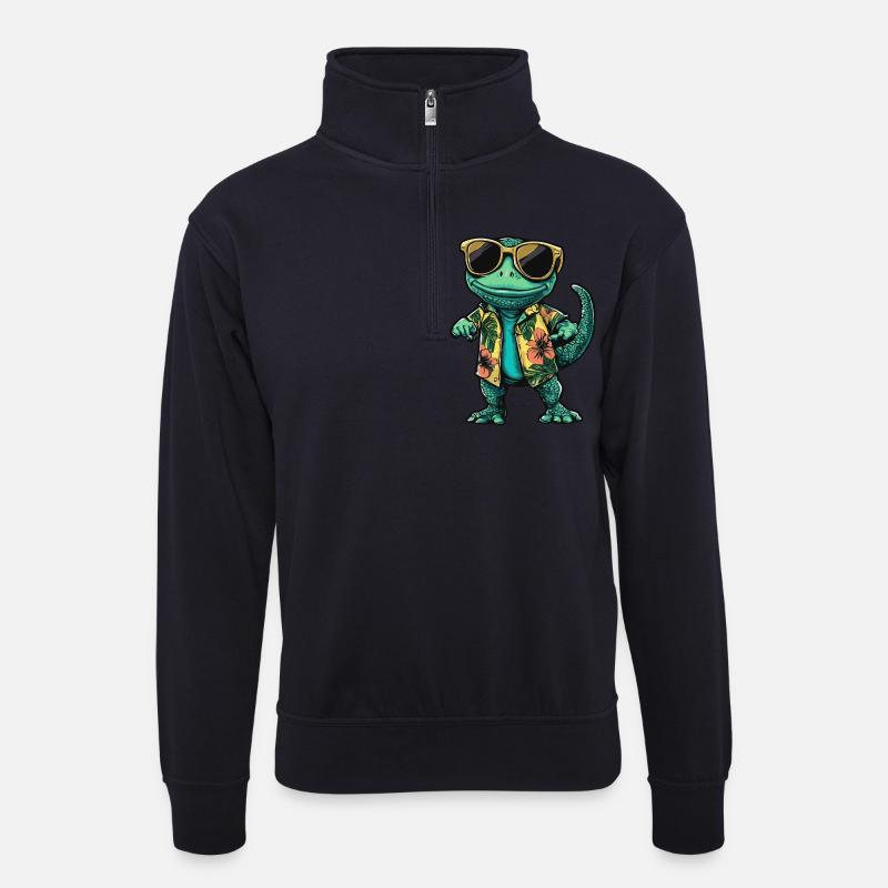Chameleon Cool Sommer - Unisex Pullover mit Zip-Kragen - Dunkelnavy