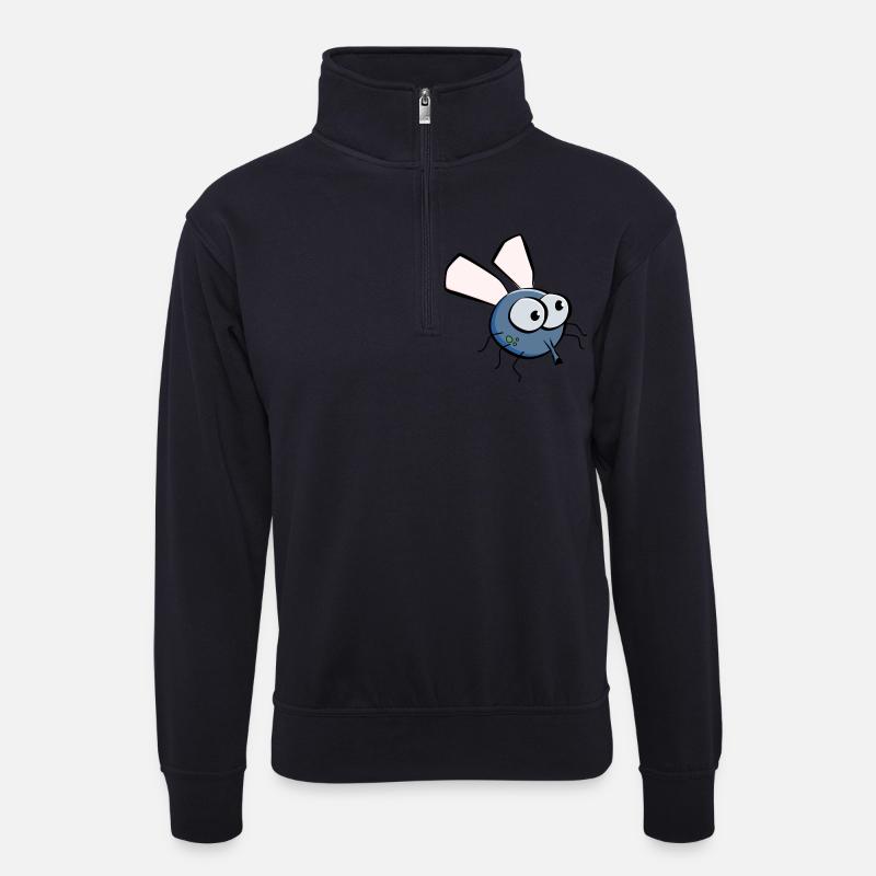 Fliege - Unisex Pullover mit Zip-Kragen - Dunkelnavy