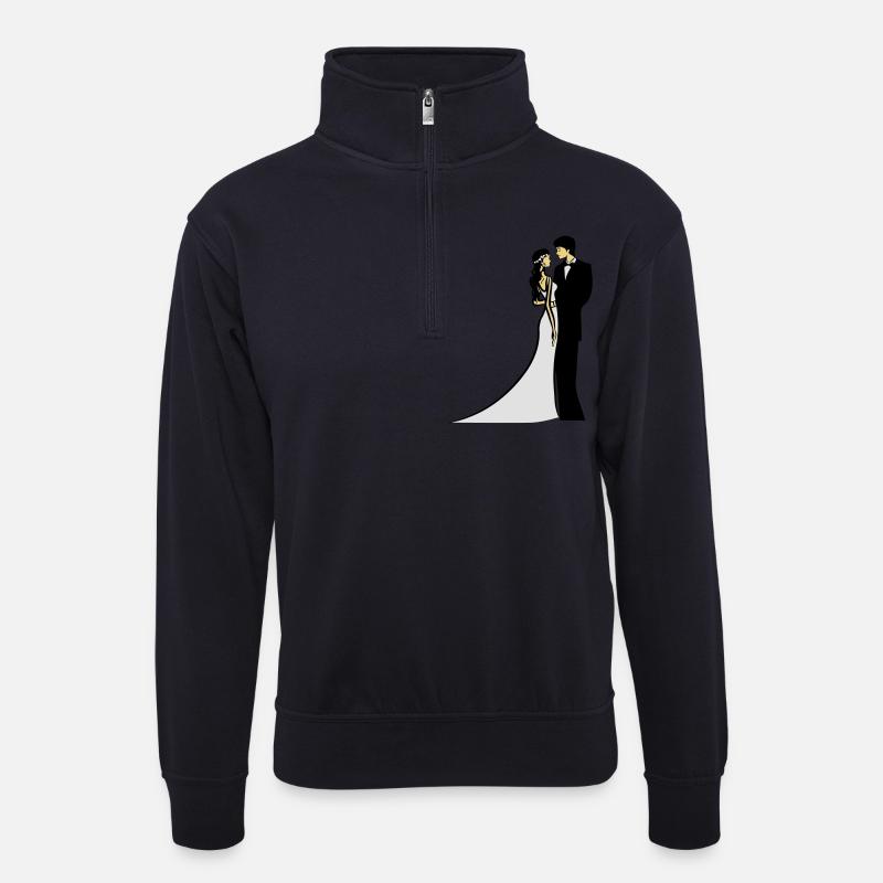 Heirat glücklich ehe - Unisex Pullover mit Zip-Kragen - Dunkelnavy