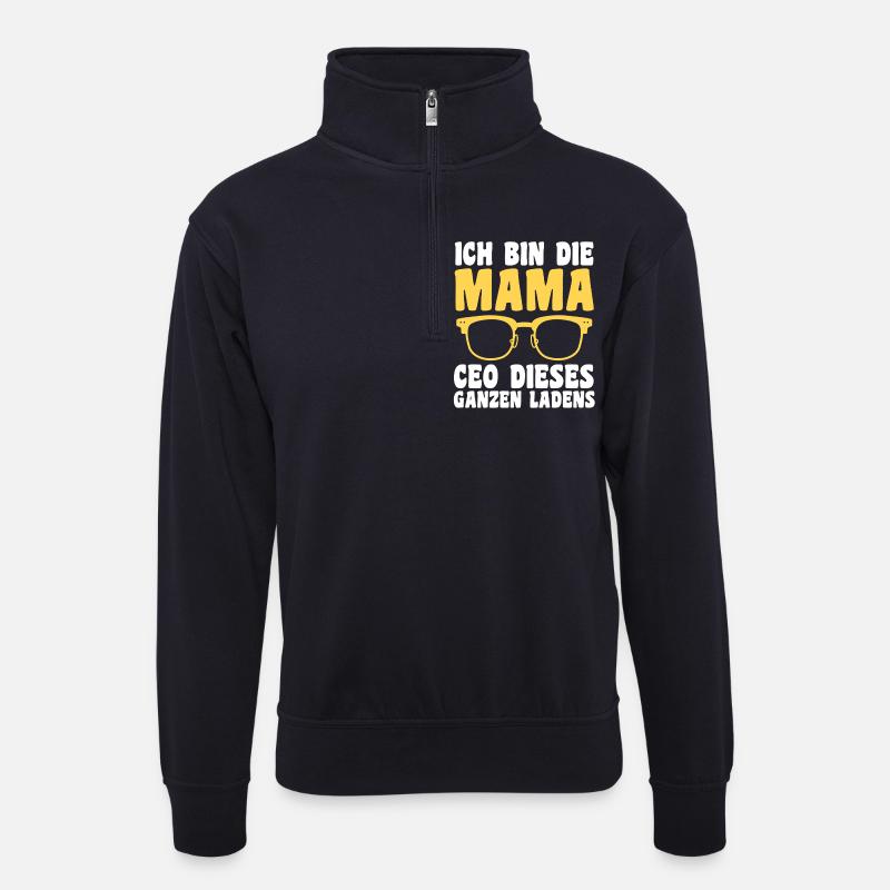 Mutter Team Mama - Unisex Pullover mit Zip-Kragen - Dunkelnavy