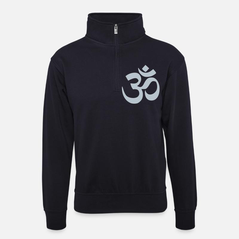 OM Zeichen - Unisex Pullover mit Zip-Kragen - Dunkelnavy