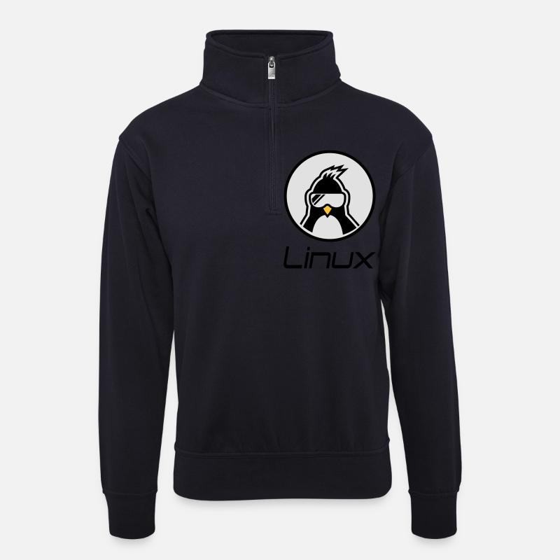 linux - Unisex Pullover mit Zip-Kragen - Dunkelnavy