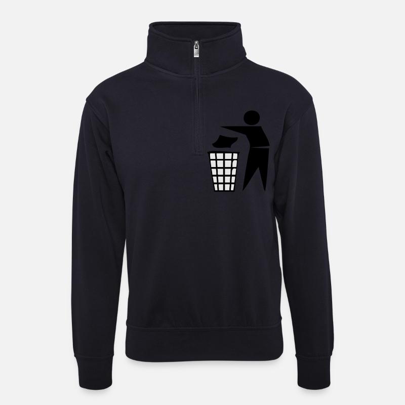 keep tidy - Unisex Pullover mit Zip-Kragen - Dunkelnavy