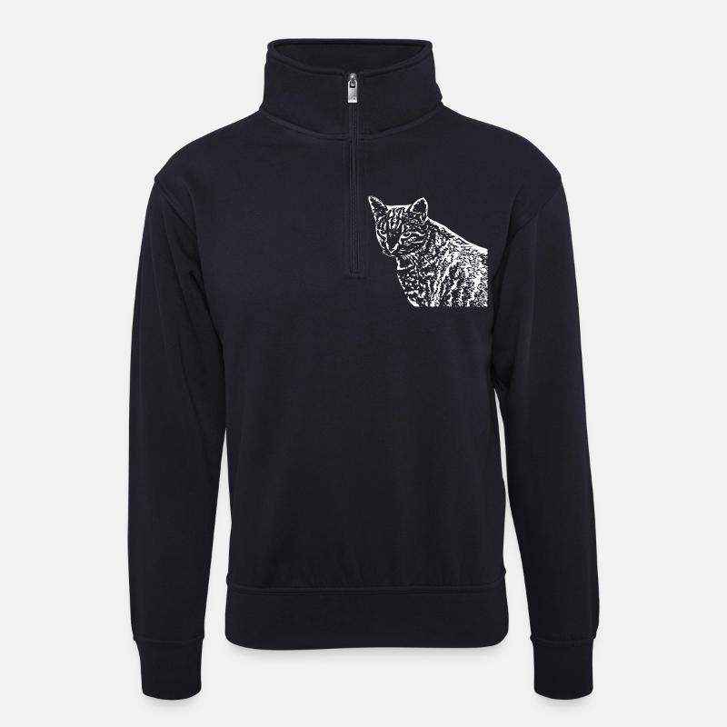 Chat Blanc Blanc Chats - Sweat col montant zippé unisexe - bleu marine foncé
