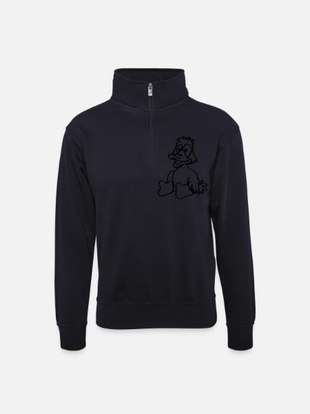 Entchen - Unisex Pullover mit Zip-Kragen - Dunkelnavy
