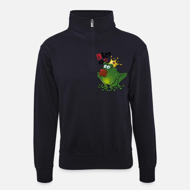 Froschkönigin - Unisex Pullover mit Zip-Kragen - Dunkelnavy