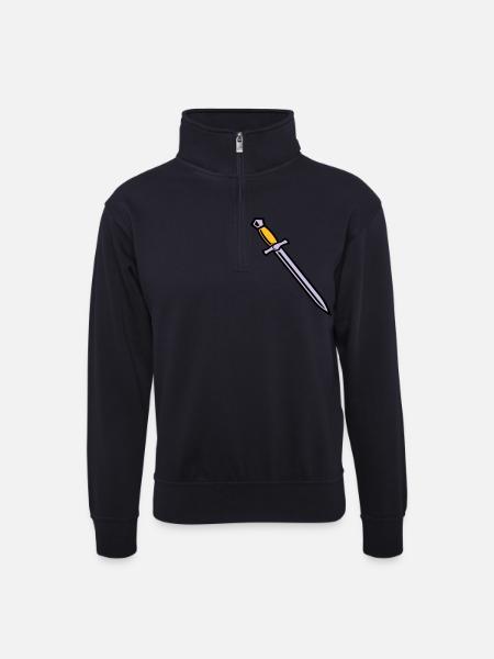 Schwert - Unisex Pullover mit Zip-Kragen - Dunkelnavy
