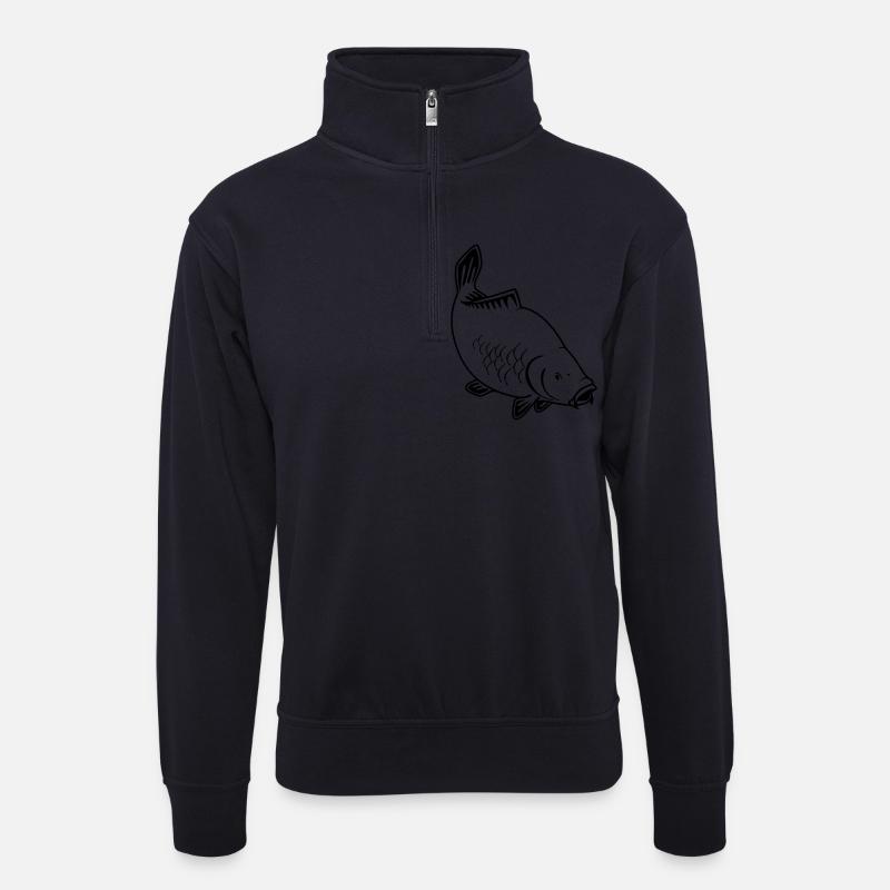 Carp - Unisex Pullover mit Zip-Kragen - Dunkelnavy
